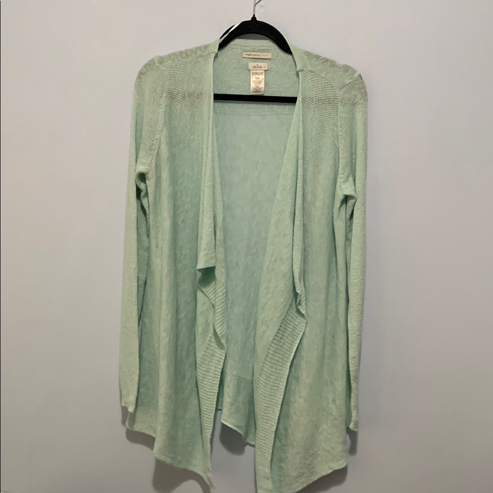 Vanheusrn studio medium mint green waterfall cardigan